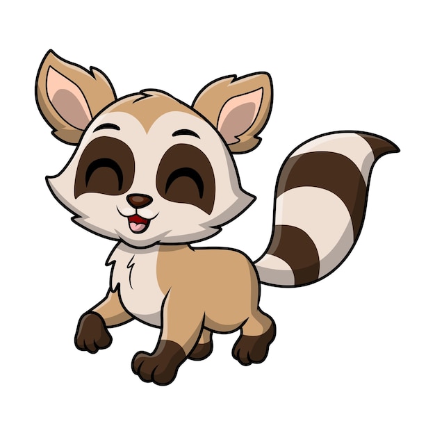 Lindo mapache de dibujos animados sobre fondo blanco