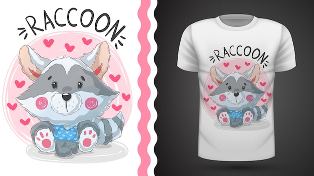 Lindo mapache de peluche - idea para camiseta estampada