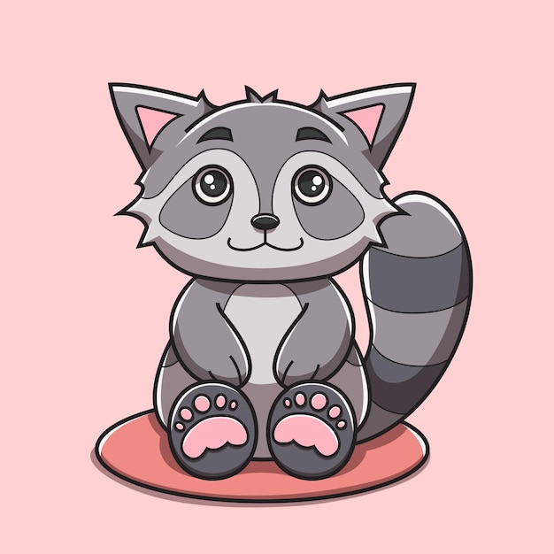 lindo, mapache, vector, ilustración