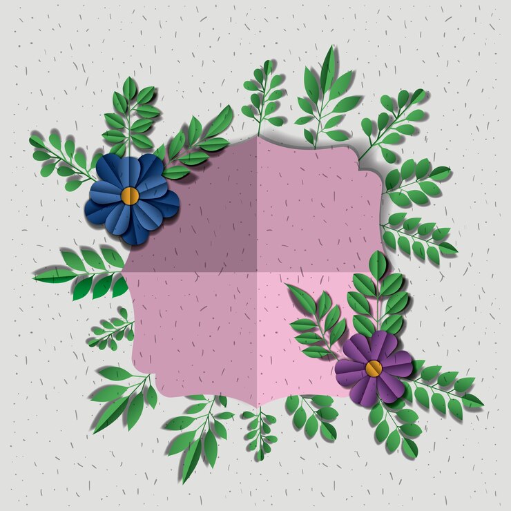 Vector lindo marco con flores y corazones artesanales