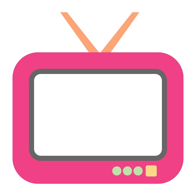Lindo marco de TV retro rojo Borde de color brillante Transparente vacío para foto de mensaje de texto Diseño plano