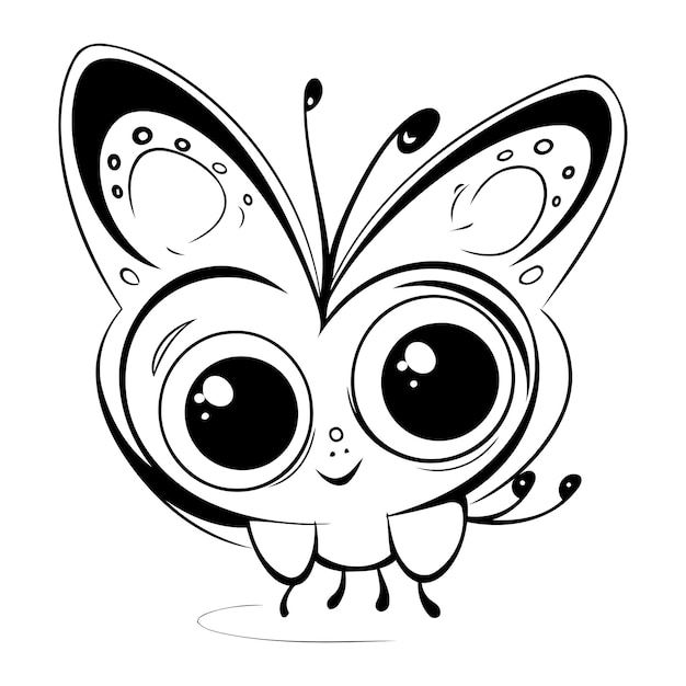 Lindo, mariposa, caricatura, vector, ilustración, aislado, en, un, fondo blanco