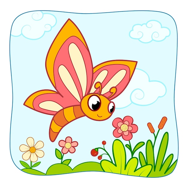 Vector lindo mariposa dibujos animados mariposa clipart vector naturaleza fondo
