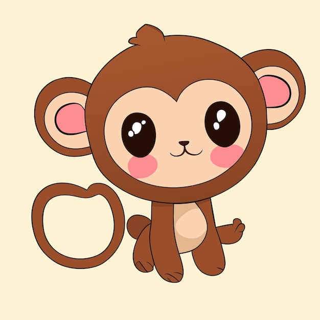 Lindo, mascota, mono, mano, dibujado, caricatura, pegatina, icono, concepto, aislado, ilustración