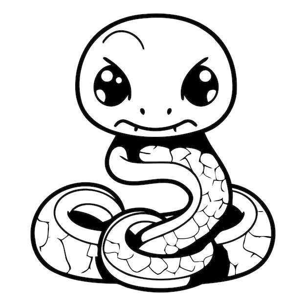 Vector lindo mascota de serpiente ilustración vectorial al estilo de dibujos animados aislada sobre un fondo blanco