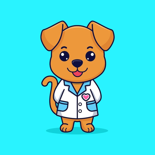 Lindo médico de perros con uniforme Ilustración vectorial de dibujos animados