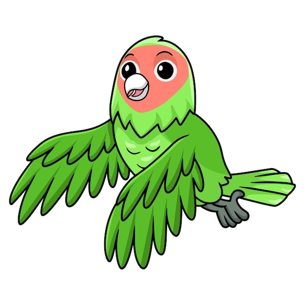 Lindo melocotón cara amor pájaro dibujos animados volando
