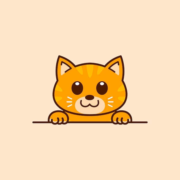 lindo, mirar a escondidas, atigrado, gato, vector, ilustración