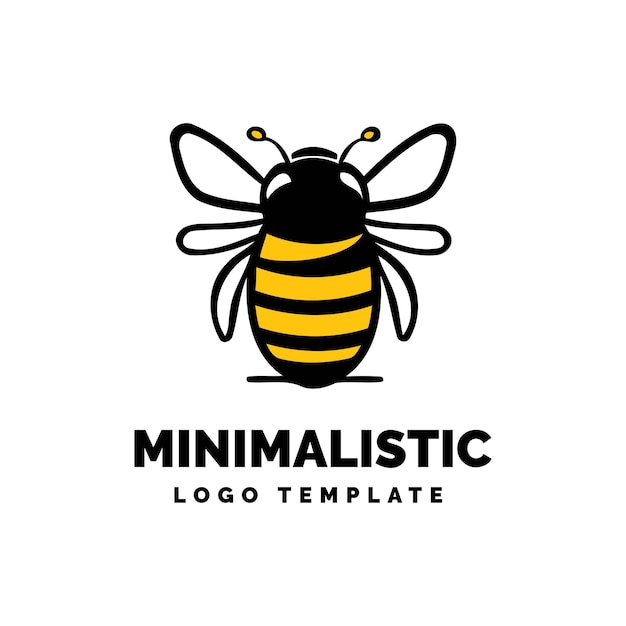 Lindo modelo de logotipo de abeja amarilla con icono de insecto aislado