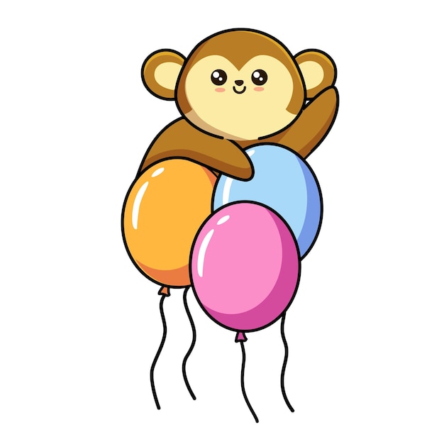 Lindo monito con globo azul figura uno y pajarita