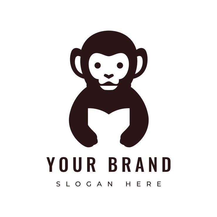 Vector lindo mono animal mamífero primate mascota vida silvestre personaje logotipo diseño vector gráfico ilustración