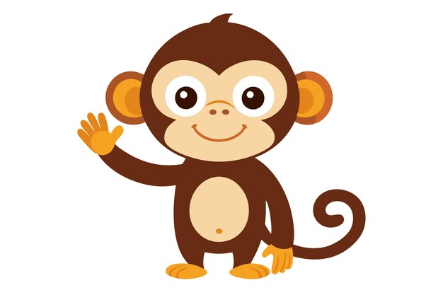 El lindo mono de dibujos animados agitando