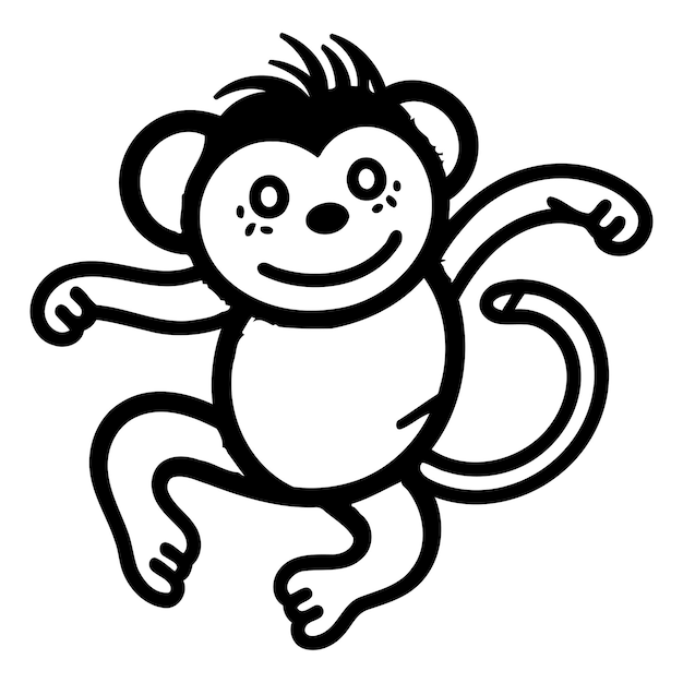 El lindo mono de dibujos animados aislado sobre un fondo blanco Ilustración vectorial