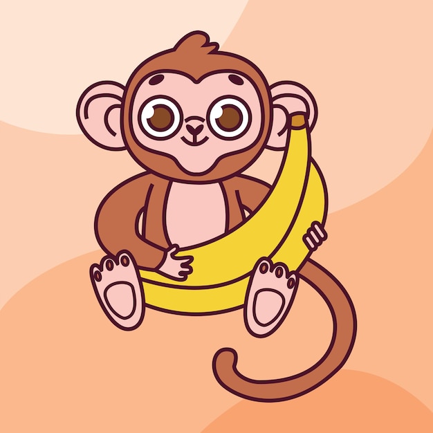 Lindo mono dibujos animados vector icono ilustración logo mascota mano dibujado concepto trandy dibujos animados