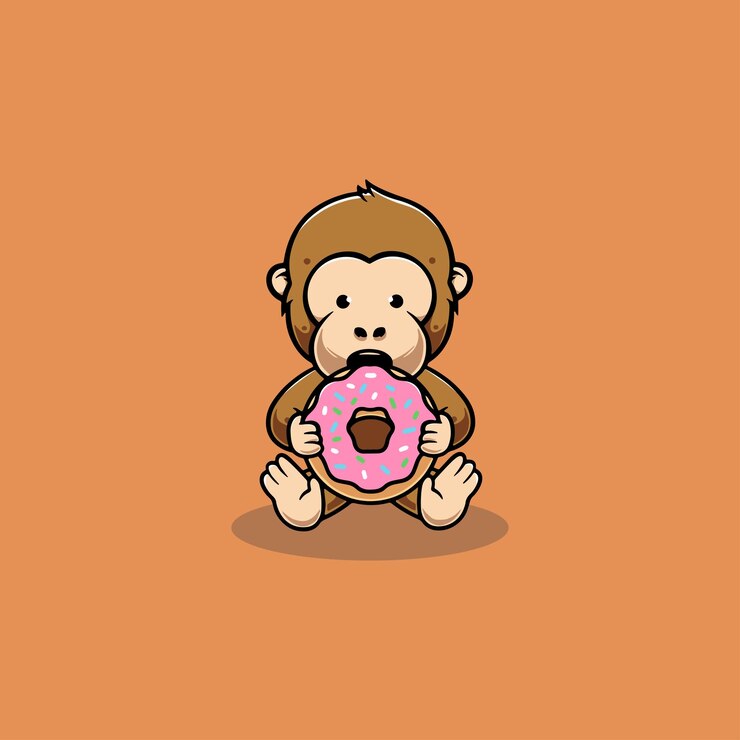 Lindo mono haciendo donas ilustración de dibujos animados