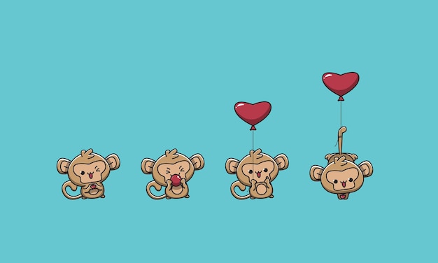 Lindo mono jugando con globos de amor