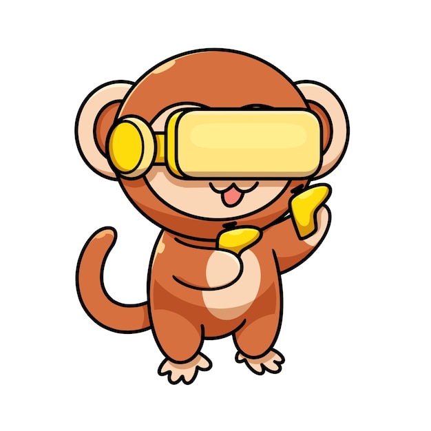 Lindo mono VR - personaje de dibujos animados - ilustración vectorial