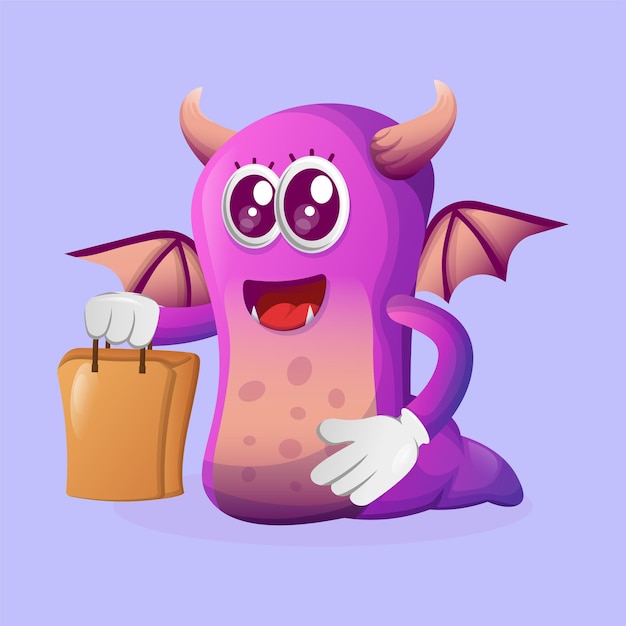 Lindo monstruo púrpura felices compras