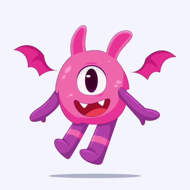 El lindo monstruo rosado con alas, personaje de dibujos animados