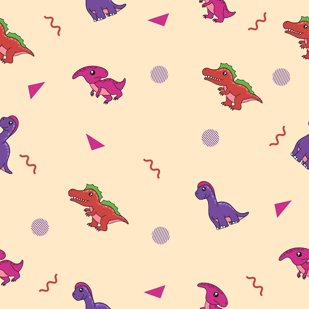 Lindo muchos coloridos dinosaurios animales de patrones sin fisuras colorido objeto fondo de pantalla con diseño crema claro