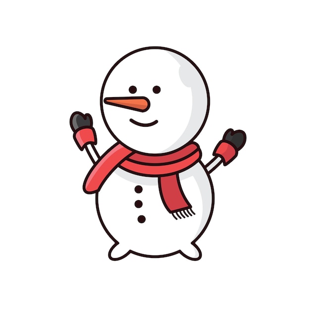 Lindo muñeco de nieve dibujos animados vector icono ilustración logo mascota mano dibujado concepto trandy dibujos animados