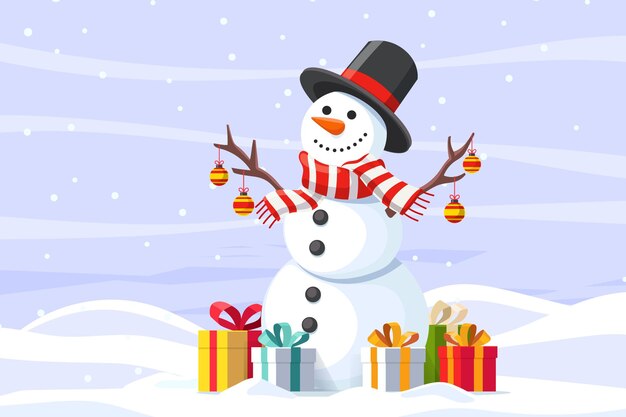 Lindo muñeco de nieve navideño alegre