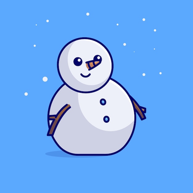 Lindo muñeco de nieve simple dibujos animados vector ilustración concepto de vacaciones icono aislado