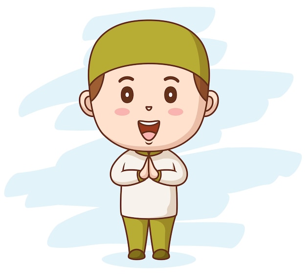 lindo, musulmán, niño, vector, ilustración