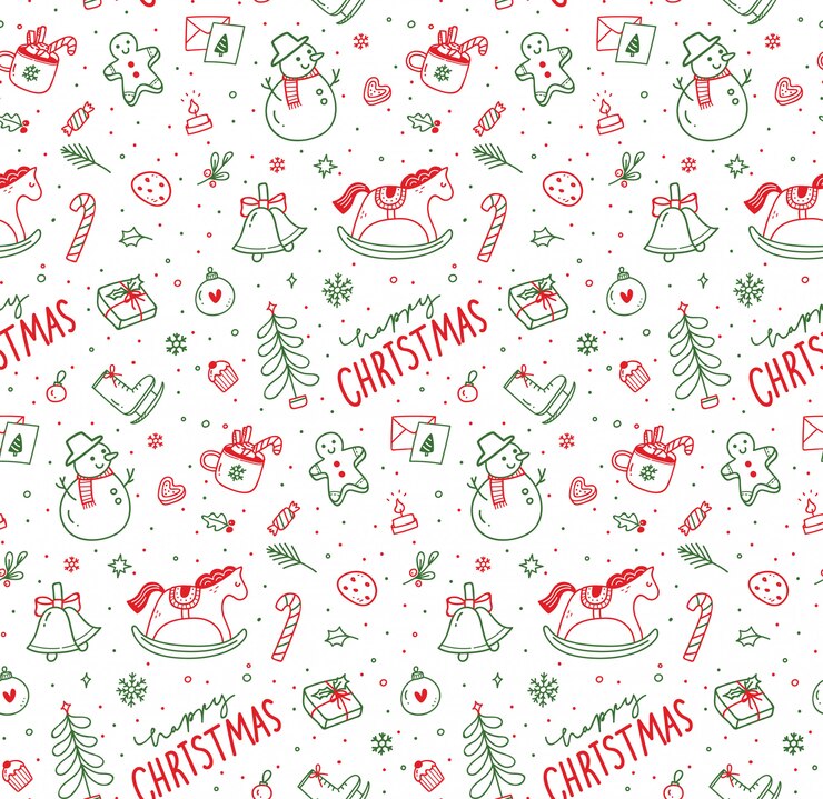 Vector lindo navidad doodle de patrones sin fisuras