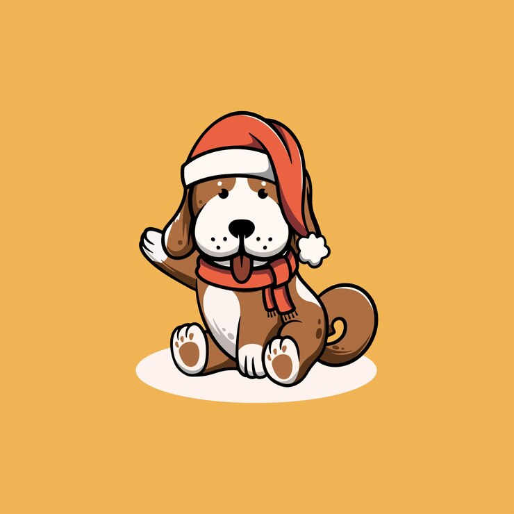 lindo, navidad, perro, caricatura, ilustración