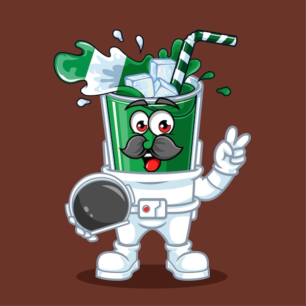 Lindo nigeria bebida bandera astronauta vector mascota ilustración