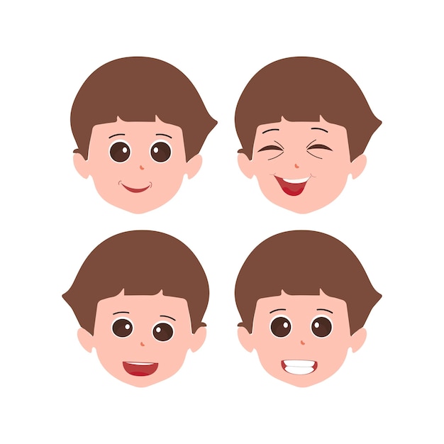 Lindo niño expresiones faciales Vector de niño se enfrenta a la ilustración con diferentes emociones
