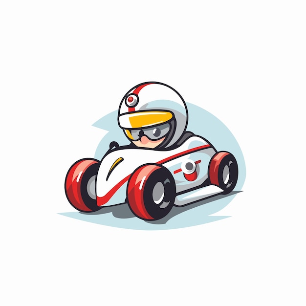 Vector el lindo niño de karting ilustración vectorial al estilo de dibujos animados
