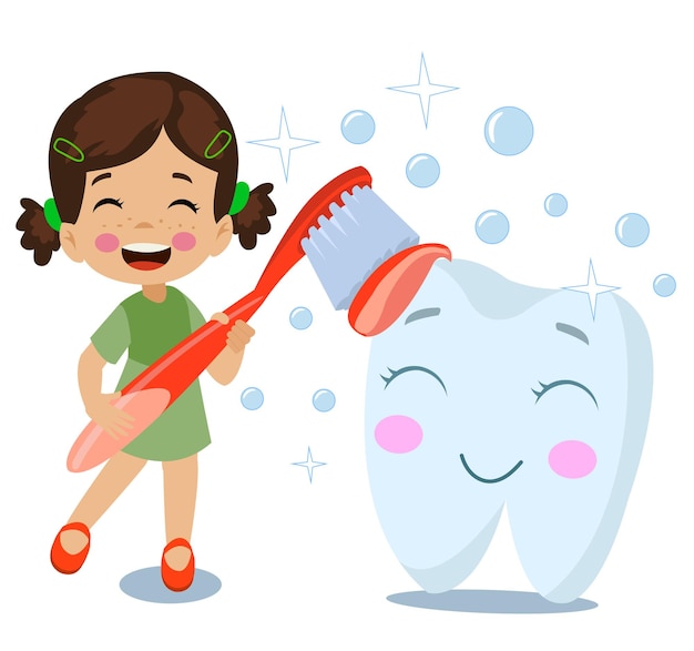 Lindo niño y niña cepillarse los dientes con pasta de dientes y cepillo de dientes