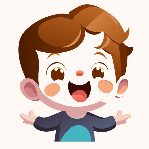 Vector lindo niño sonriente feliz dibujado a mano plano estiloso pegatina de dibujos animados icono concepto ilustración aislada