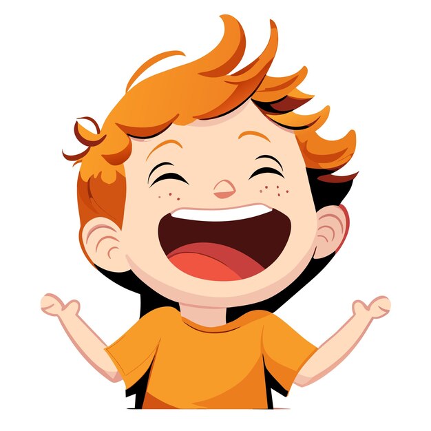 Vector lindo niño sonriente feliz dibujado a mano plano estiloso pegatina de dibujos animados icono concepto ilustración aislada