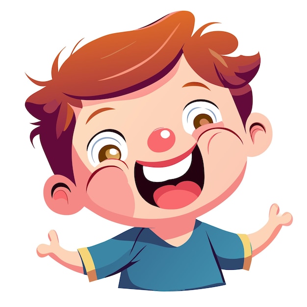 Vector lindo niño sonriente feliz dibujado a mano plano estiloso pegatina de dibujos animados icono concepto ilustración aislada