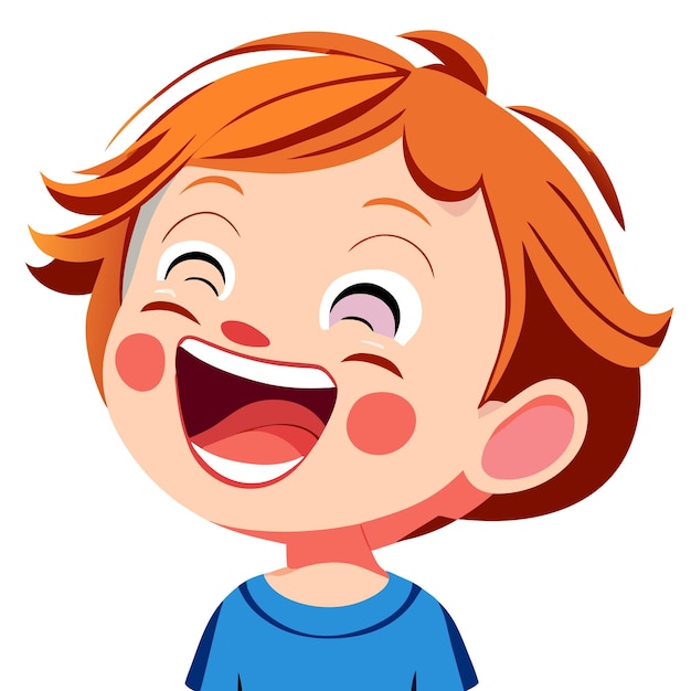 Lindo niño sonriente feliz dibujado a mano plano estiloso pegatina de dibujos animados icono concepto ilustración aislada