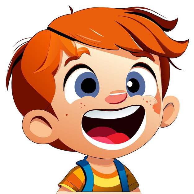 Vector lindo niño sonriente feliz dibujado a mano plano estiloso pegatina de dibujos animados icono concepto ilustración aislada