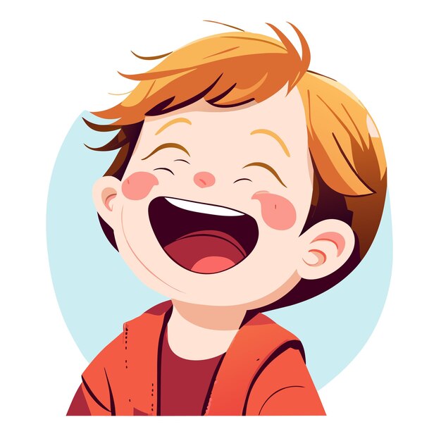 Vector lindo niño sonriente feliz dibujado a mano plano estiloso pegatina de dibujos animados icono concepto ilustración aislada