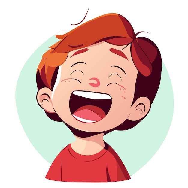Vector lindo niño sonriente feliz dibujado a mano plano estiloso pegatina de dibujos animados icono concepto ilustración aislada