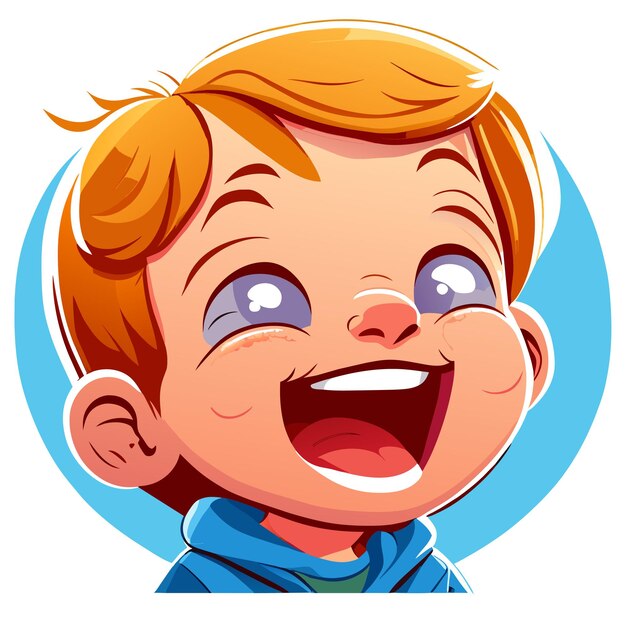 Vector lindo niño sonriente feliz dibujado a mano plano estiloso pegatina de dibujos animados icono concepto ilustración aislada
