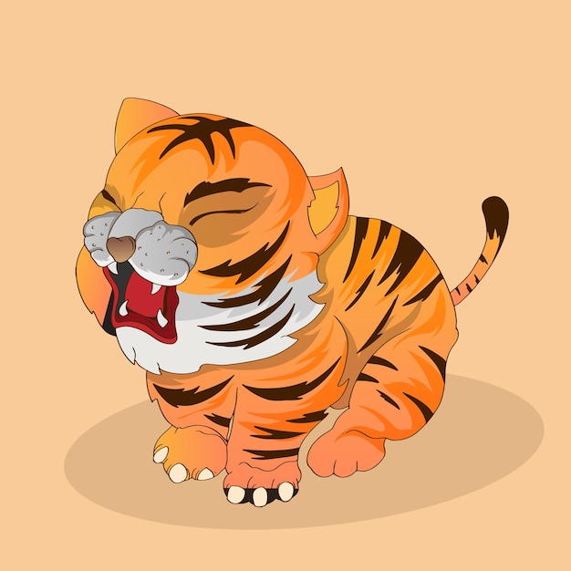 lindo, niño, tigre, ilustración