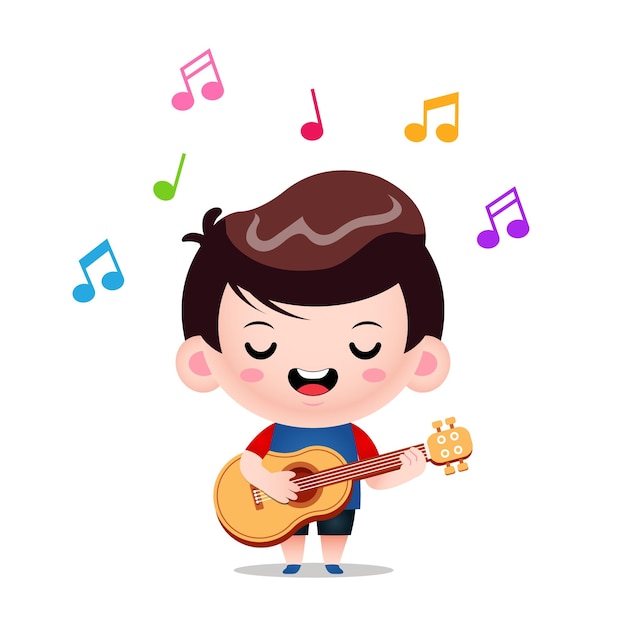 lindo niño tocando la guitarra