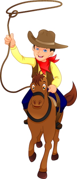 lindo niño vaquero con caballo