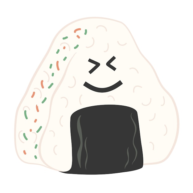 Vector lindo onigiri. comida rápida japonesa hecha de arroz en forma de triángulo en nori