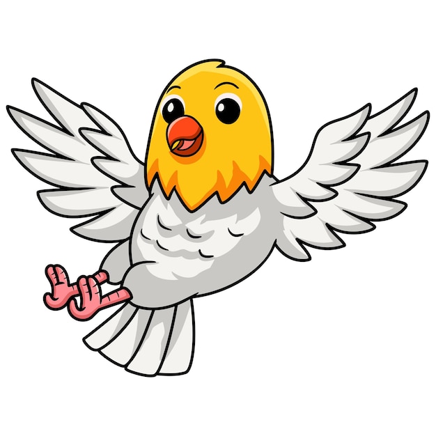 Vector lindo opalino pálido en barbecho pájaro de dibujos animados volando