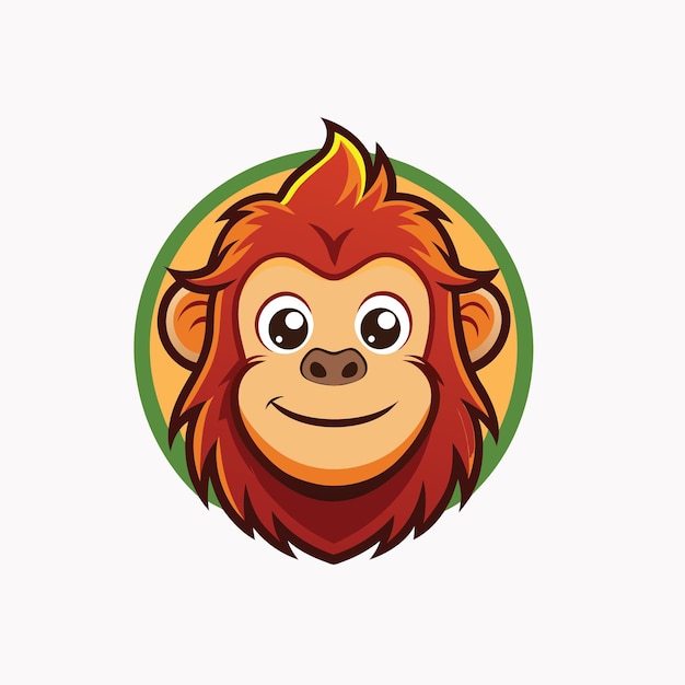 Lindo, orangután, caricatura, aislado, blanco, plano de fondo, vector, ilustración