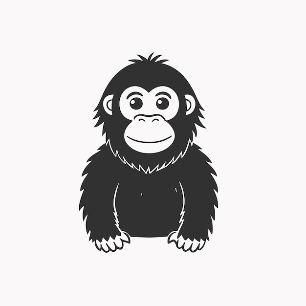 Lindo, orangután, caricatura, aislado, blanco, plano de fondo, vector, ilustración