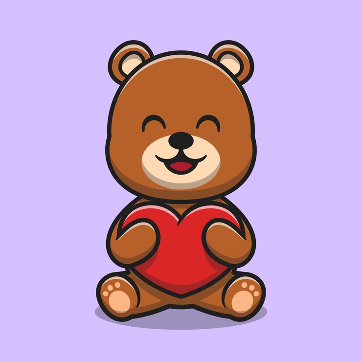 Lindo oso abrazando amor corazón dibujos animados icono ilustración